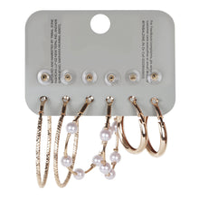 Load image into Gallery viewer, Gold &amp; Pearl Earring Set | 6-Pair Multipack with Hoops and Studs