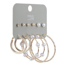 Load image into Gallery viewer, Gold &amp; Pearl Earring Set | 6-Pair Multipack with Hoops and Studs