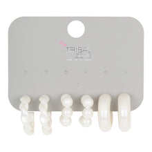 Load image into Gallery viewer, White &amp; Pearl Hoop Earring Set | 3-Pair Multipack