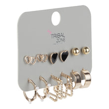 Load image into Gallery viewer, Gold &amp; Black Earring Set | 6-Pair Multipack with Hoops and Studs