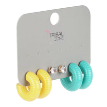 Load image into Gallery viewer, 3-Pair Vibrant Hoop &amp; Crystal Stud Set