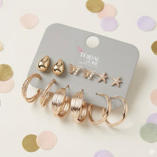Load image into Gallery viewer, 6-Pair Gold Earring Set with Hoops and Studs
