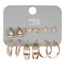 Load image into Gallery viewer, 6-Pair Gold Earring Set with Hoops and Studs