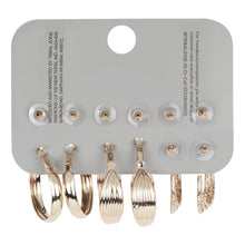 Load image into Gallery viewer, 6-Pair Gold Earring Set with Hoops and Studs