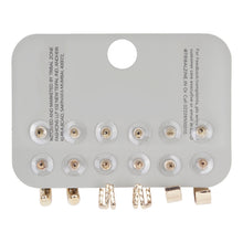 Load image into Gallery viewer, Gold Mixed Charm Stud and Textured Hoop Earring 6-Pair Set