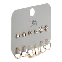 Load image into Gallery viewer, Gold Mixed Studs &amp; Hoops Earring Set of 6