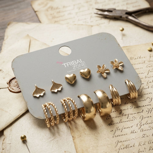 Gold Earring Set | 6-Pair Hoop and Stud Earring Multipack