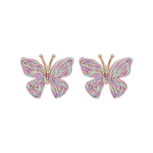 Load image into Gallery viewer, Multicolor Woven Straw Butterfly Stud Earrings