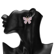 Load image into Gallery viewer, Multicolor Woven Straw Butterfly Stud Earrings