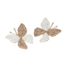 Load image into Gallery viewer, Neutral Woven Raffia Butterfly Stud Earrings