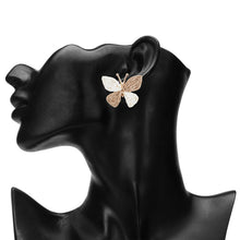 Load image into Gallery viewer, Neutral Woven Raffia Butterfly Stud Earrings