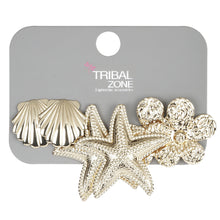 Load image into Gallery viewer, 3-Pair Gold Ocean Charm &amp; Floral Stud Set