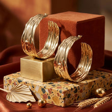 Load image into Gallery viewer, Molten Textured Oversized Gold Hoop Earrings