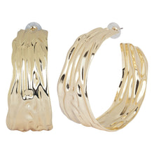 Load image into Gallery viewer, Molten Textured Oversized Gold Hoop Earrings