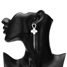 Load image into Gallery viewer, Silver Mother-of-Pearl Flower Chain Drop Earrings