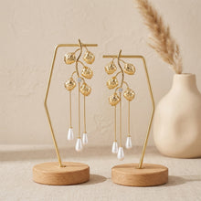 Load image into Gallery viewer, Gold Lily of the Valley Pearl Drop Earrings