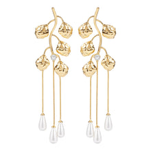 Load image into Gallery viewer, Gold Lily of the Valley Pearl Drop Earrings