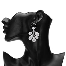 Load image into Gallery viewer, Silver Textured Leaf Pearl Drop Earrings