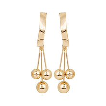 Load image into Gallery viewer, Gold Textured Wavy Bar Ball Drop Earrings