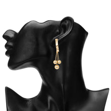 Load image into Gallery viewer, Gold Textured Wavy Bar Ball Drop Earrings