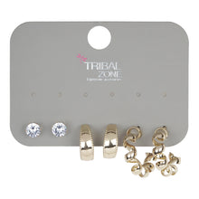 Load image into Gallery viewer, Chic Gold Hoop and Crystal Stud Earring Set | 3-Pair Multipack