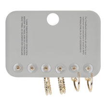 Load image into Gallery viewer, 3-Pair Gold Knotted &amp; Textured Hoop Set