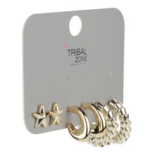 Load image into Gallery viewer, 3-Pair Gold Earring Set with Stars and Hoops