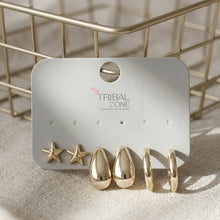 Load image into Gallery viewer, Chic Gold Stud and Hoop Earring Set | 3-Pair Multipack