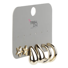 Load image into Gallery viewer, Chic Gold Stud and Hoop Earring Set | 3-Pair Multipack