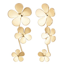 Load image into Gallery viewer, Gold Cascading Triple Flower Drop Earrings