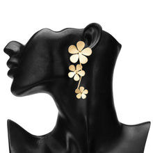 Load image into Gallery viewer, Gold Cascading Triple Flower Drop Earrings