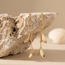 Load image into Gallery viewer, Gold Sleek Cascading Petal Drop Earrings
