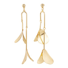 Load image into Gallery viewer, Gold Sleek Cascading Petal Drop Earrings