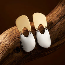 Load image into Gallery viewer, Two-Tone Abstract Geometric Drop Earrings