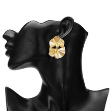 Load image into Gallery viewer, Gold Ruffled Abstract Statement Drop Earrings