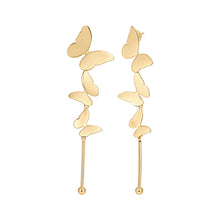 Load image into Gallery viewer, Gold Cascading Butterfly Linear Drop Earrings