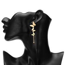 Load image into Gallery viewer, Gold Cascading Butterfly Linear Drop Earrings