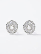Load image into Gallery viewer, Opulent Halo Pearl &amp; American Diamond Stud Earrings