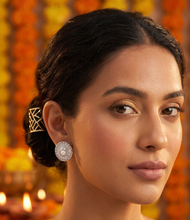 Load image into Gallery viewer, Opulent Halo Pearl &amp; American Diamond Stud Earrings
