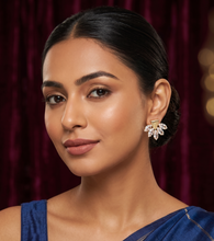 Load image into Gallery viewer, Majestic Bloom American Diamond Floral Stud Earrings