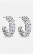 Load image into Gallery viewer, Imperial Arc American Diamond Half Hoop Earrings
