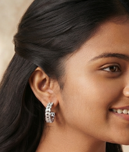 Load image into Gallery viewer, Imperial Arc American Diamond Half Hoop Earrings