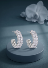 Load image into Gallery viewer, Imperial Arc American Diamond Half Hoop Earrings