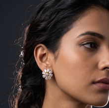 Load image into Gallery viewer, Majestic Bloom American Diamond Floral Stud Earrings