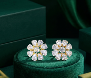 Majestic Bloom American Diamond Floral Stud Earrings