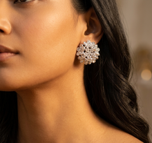Load image into Gallery viewer, Grandeur Posy American Diamond Dome Stud Earrings