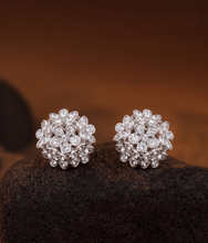 Load image into Gallery viewer, Grandeur Posy American Diamond Dome Stud Earrings