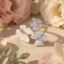 Load image into Gallery viewer, Elegant Floral Mother-of-Pearl Silver Ring