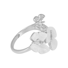 Load image into Gallery viewer, Elegant Floral Mother-of-Pearl Silver Ring