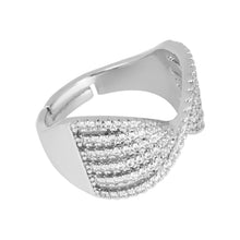 Load image into Gallery viewer, Luxury Silver Multi-Row Pavé Wave Chunky Huggie Hoop Earring